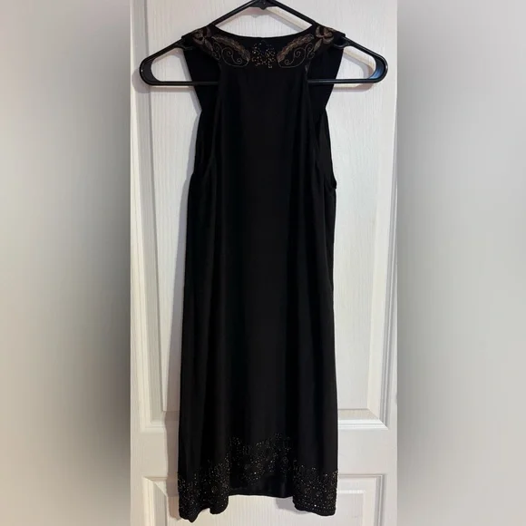 NWOT What Goes Around Comes Around Silk Beaded Embroidered Black Dress Medium - Picture 5 of 9
